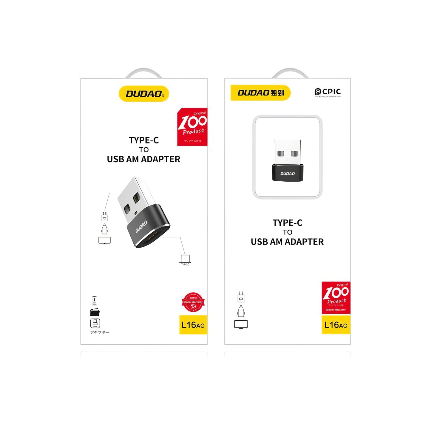 Adapter do ładowania i transmisji danych z USB-C na USB-A Dudao L16AC, czarny