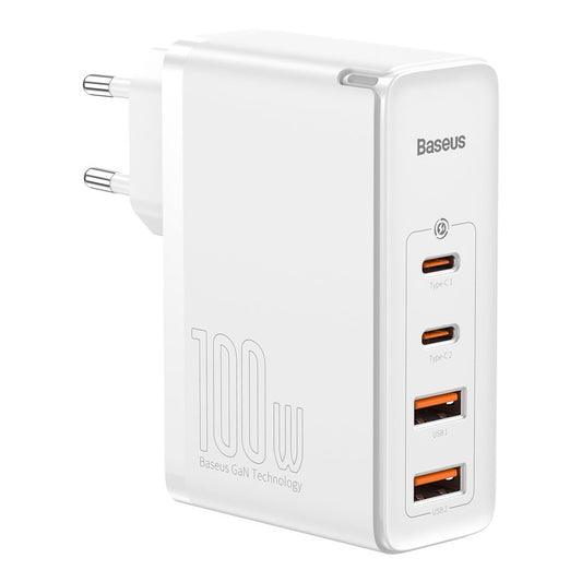 Ładowarka sieciowa Baseus GaN2 Pro, 100W, 3A, 2 x USB-A - 2 x USB-C, biała CCGAN2P-L02