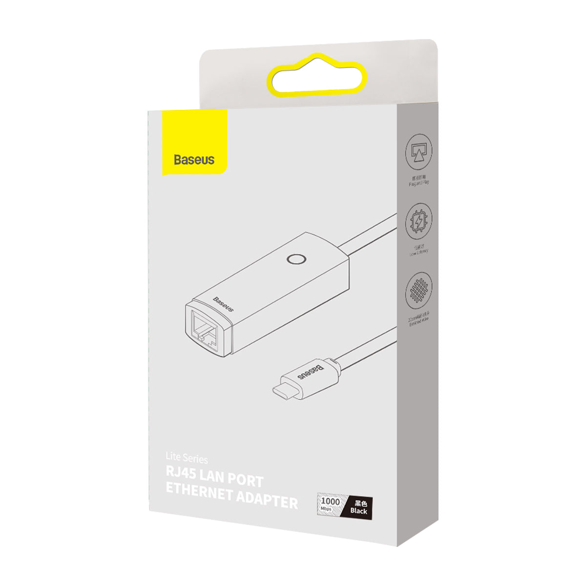 Karta sieciowa Baseus Lite, USB-C - RJ45, czarna WKQXX000301 