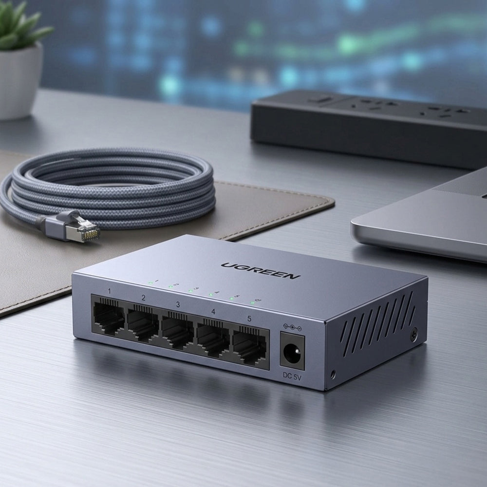 Switch sieciowy UGREEN CM933 (65956EU), 5 x RJ45, czarny
