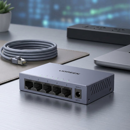 Switch sieciowy UGREEN CM933 (65956EU), 5 x RJ45, czarny