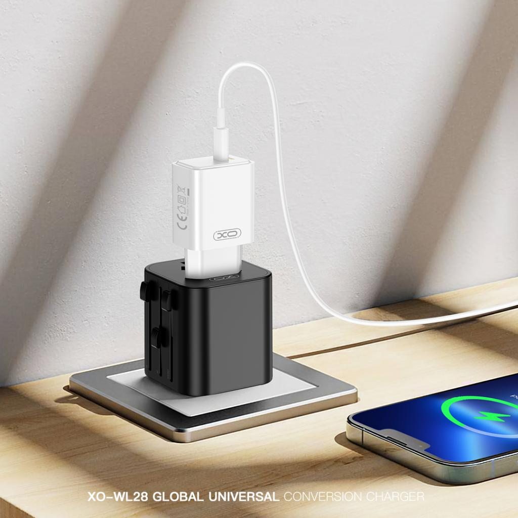 XO Design WL28 Travel Network Adapter US / UK / AU / CN / EU, Black