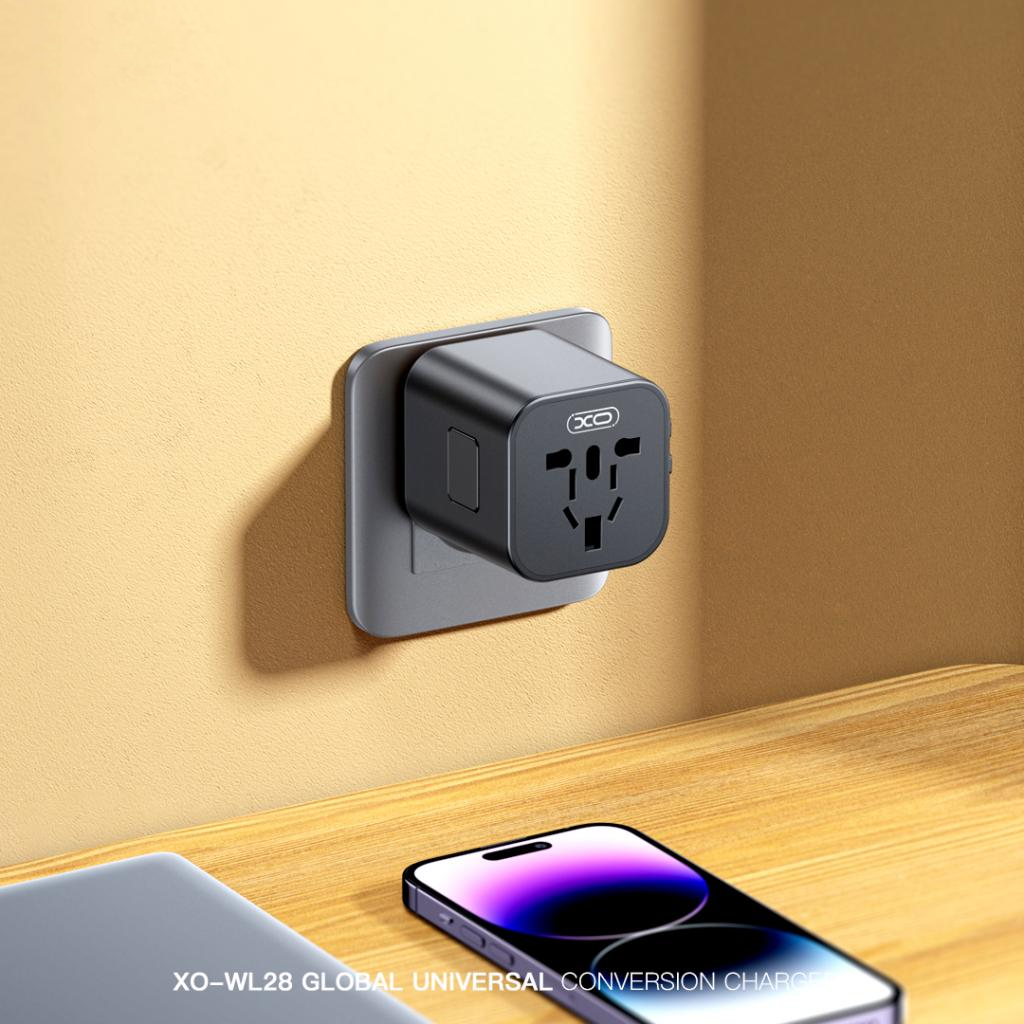 XO Design WL28 Travel Network Adapter US / UK / AU / CN / EU, Black