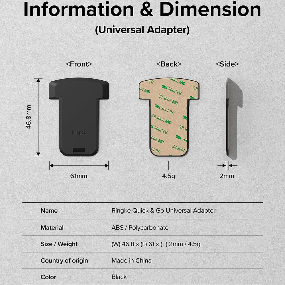 Adapter Telefon Ringke Quick & Go do Uchwytu Rowerowego, Zestaw 2 sztuki, Czarny