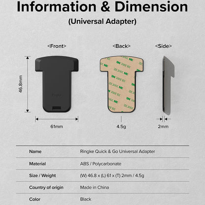 Adapter Telefon Ringke Quick & Go do Uchwytu Rowerowego, Zestaw 2 sztuki, Czarny