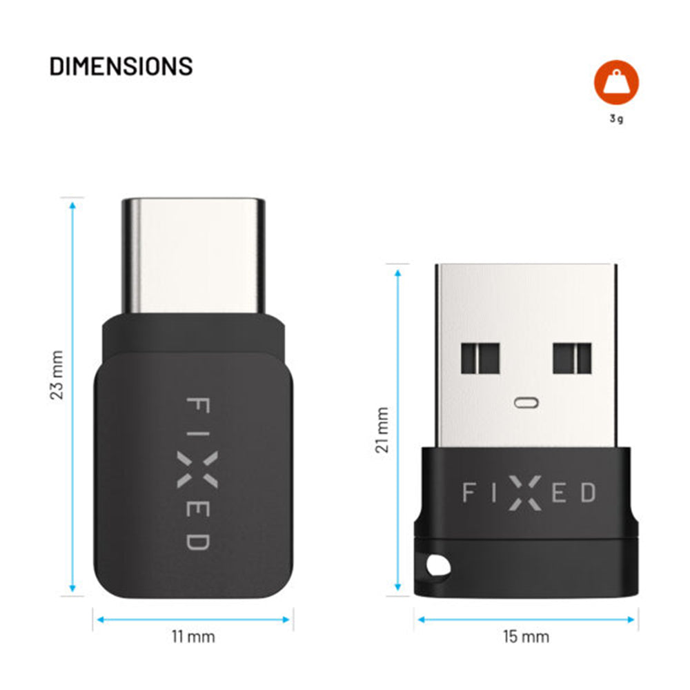 Adapter USB Blokada Danych Fixed, USB-A / USB-C, 2w1, Czarny