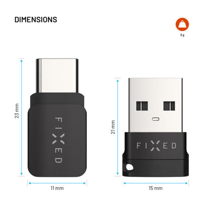 Adapter USB Blokada Danych Fixed, USB-A / USB-C, 2w1, Czarny