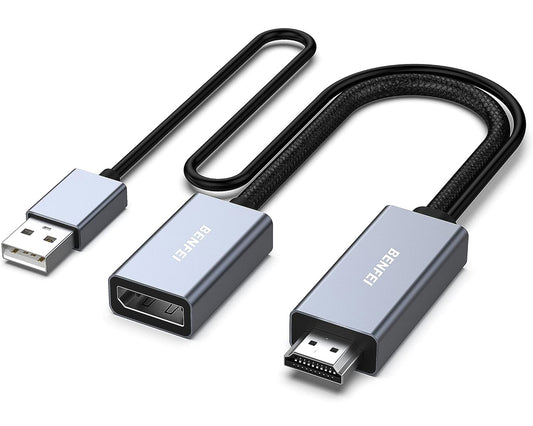 Adapter wideo Benfei, HDMI - DisplayPort / USB, 4K, Szary