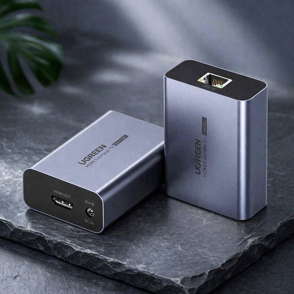 Adapter wideo UGREEN CM455 (20519EU), HDMI - RJ45, 1080P, szary