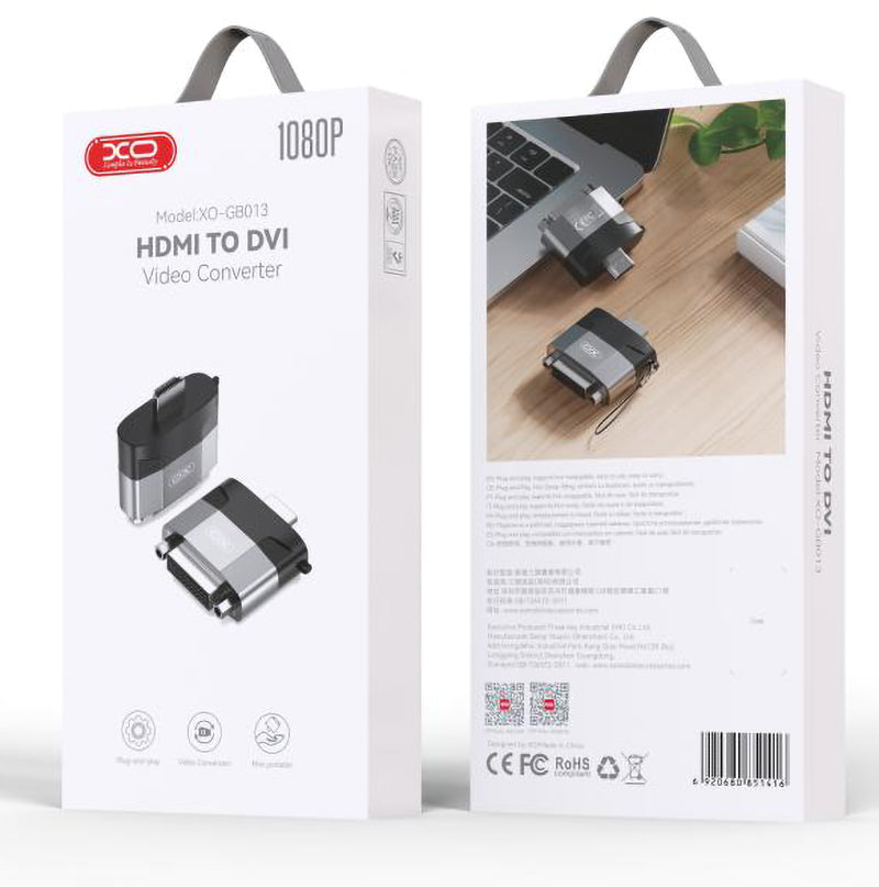 Adapter wideo XO Design GB013, HDMI - DVI, szary 