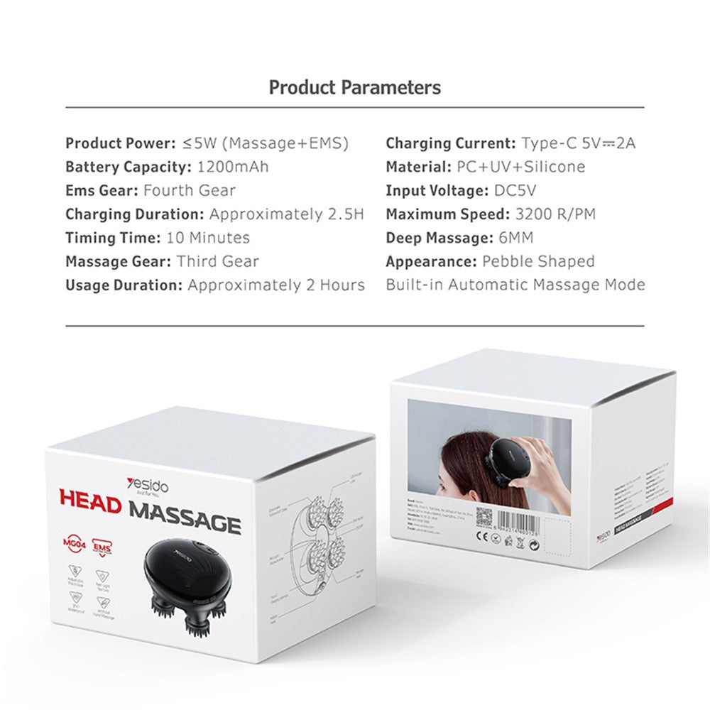 Urządzenie do masażu skóry głowy Yesido MG04, Czarne