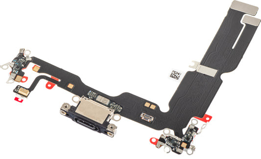 Taśma z złączem ładowania - mikrofon Apple iPhone 15 Plus, czarny