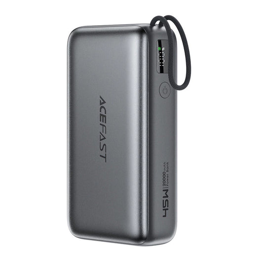 Zewnętrzna bateria Acefast M34, 20000mAh, 45W, QC + PD, 1 x USB-A - 2 x USB-C, Szara