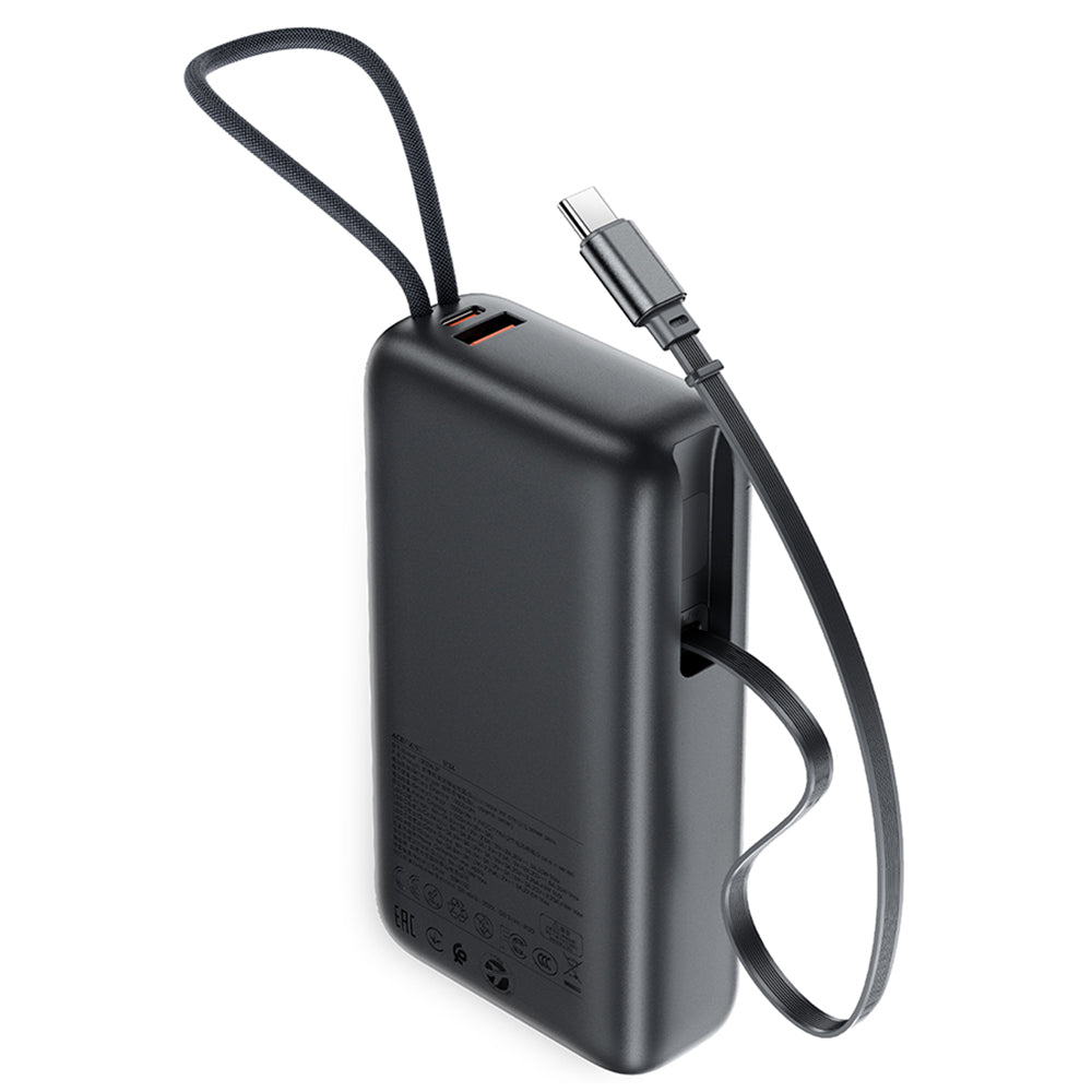 Zewnętrzna bateria Acefast M34, 20000mAh, 45W, QC + PD, 1 x USB-A - 2 x USB-C, Szara