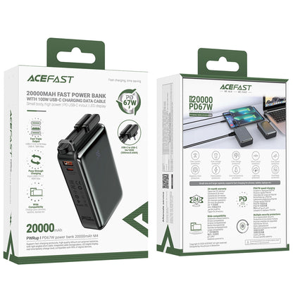 Zewnętrzna bateria Acefast M4, 20000mAh, 67W, PD, 1 x USB-A - 2 x USB-C, Czarna