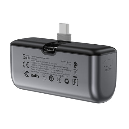 Powerbank Acefast M9, 5000mAh, 20W, PD, 2 x USB-C, Czarny