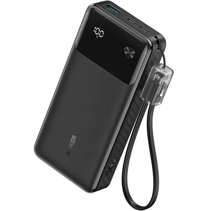 Bateria zewnętrzna Anker, 20000 mAh, 30 W, QC + PD, 1 x USB-A - 2 x USB-C, czarna A1384G11