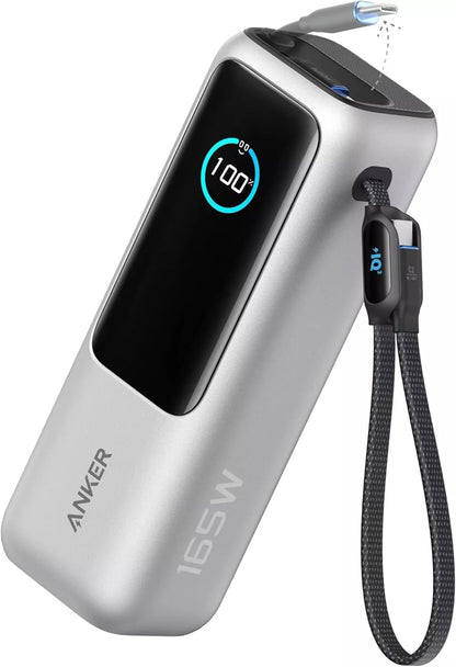 Zewnętrzna bateria Anker, 25000mAh, 165W, QC + PD, 1 x USB-A - 3 x USB-C, Srebrna, Ponownie zapakowana A1695H41