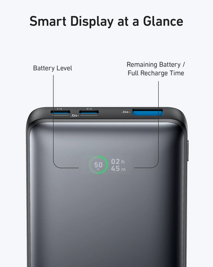 Powerbank Anker 533 PowerCore, 10000mAh, 25W, QC + PD, 1 x USB-A - 2 x USB-C, Czarny A1249G11