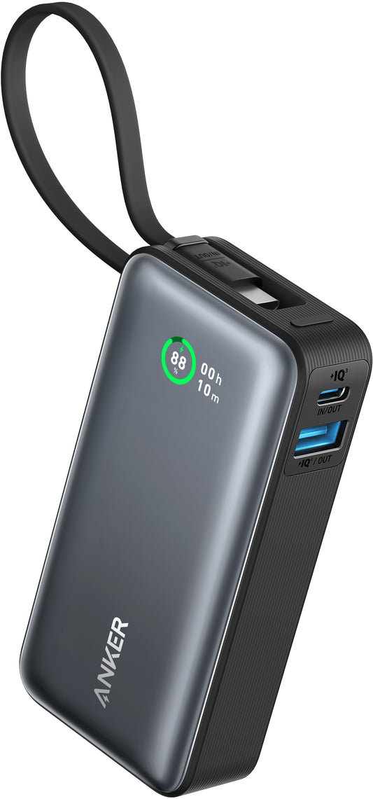 Zewnętrzna bateria Anker Nano, 10000 mAh, 30 W, QC + PD, 1 x USB-A - 2 x USB-C, czarna A1259G11