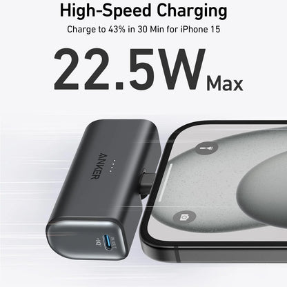 Zewnętrzna bateria Anker Nano, 5000mAh, 22.5W, PD, 2 x USB-C, Czarna A1653H11