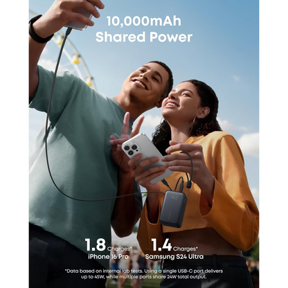 Zewnętrzna bateria Anker Nano, 10000mAh, 45W, QC + PD, 1 x USB-A - 1 x USB-C, Czarna A1638H11