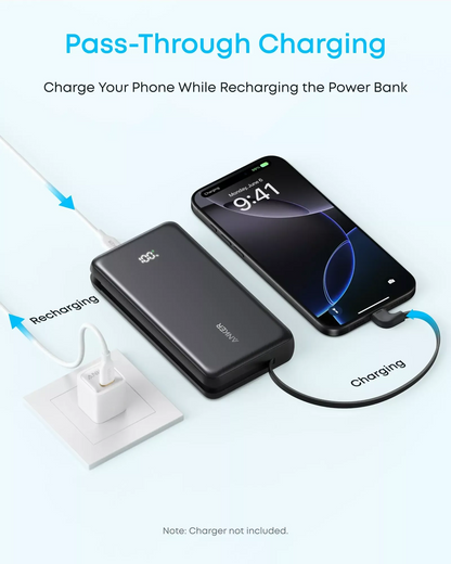 Zewnętrzna bateria Anker Zolo, 20000mAh, 22.5W, QC + PD, 1 x USB-A - 2 x USB-C, Czarna A110EH11