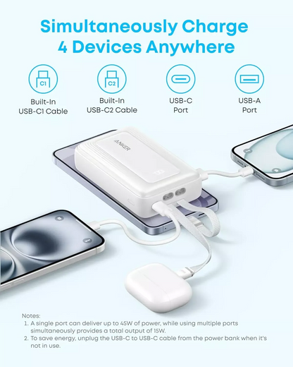 Zewnętrzna bateria Anker Zolo, 20000mAh, 45W, QC + PD, 1 x USB-A - 3 x USB-C, Czarna A1681H12