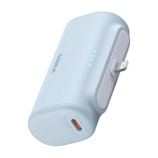 Zewnętrzna bateria Baseus Compact, 5000mAh, 20W, PD, 1 x Lightning - 1 x USB-C, Niebieska P10068307313-00