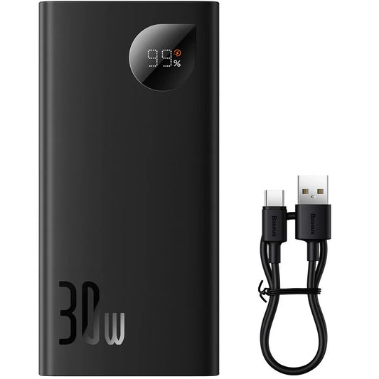 Zewnętrzna bateria Baseus Adaman2, 10000mAh, 30W, QC + PD, 1 x USB-C - 2 x USB-A, Czarna PPAD040101