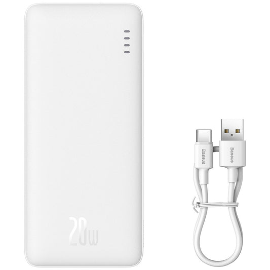 Zewnętrzna bateria Baseus Airpow, 10000mAh, 20W, QC + PD, 1 x USB-A - 1 x USB-C, Biała