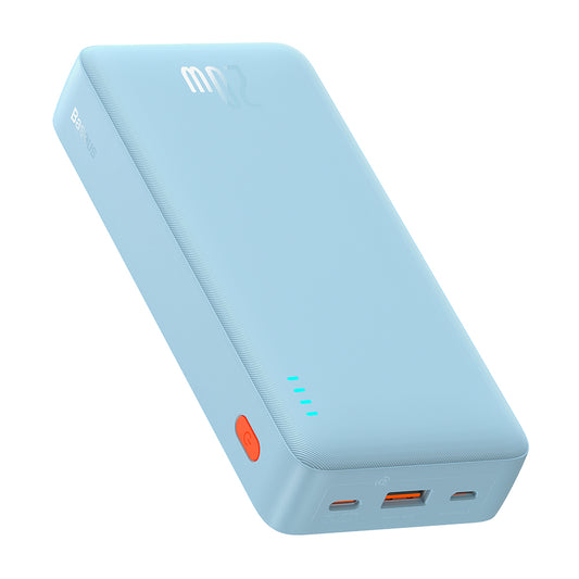 Zewnętrzna bateria Baseus Airpow, 20000mAh, 20W, QC + PD, 1 x USB-A - 1 x USB-C, Niebieska P10022804313-00