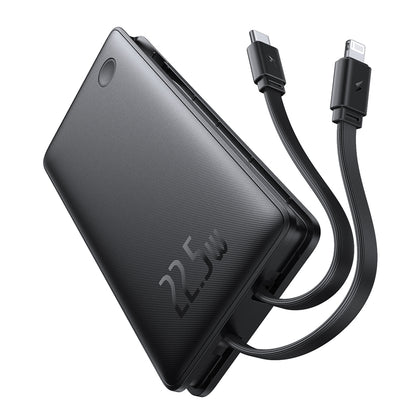 Zewnętrzna bateria Baseus Airpow Lite, 10000mAh, 22.5W, QC + PD, 1 x Lightning - 1 x USB-A - 2 x USB-C, Czarna P10067501123-00