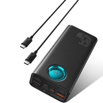Zewnętrzna bateria Baseus Amblight z cyfrowym wyświetlaczem, 26800mAh, 65W, QC + PD, 1 x USB-C - 4 x USB-A, Czarna P10022402113-00