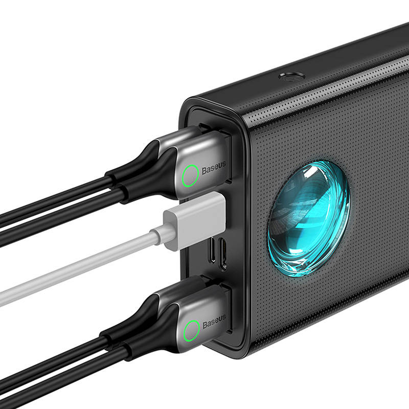 Zewnętrzna bateria Baseus Amblight Digital Display, 30000mAh, 65W, QC + PD, 1 x USB-C - 4 x USB-A, Czarna PPLG000101