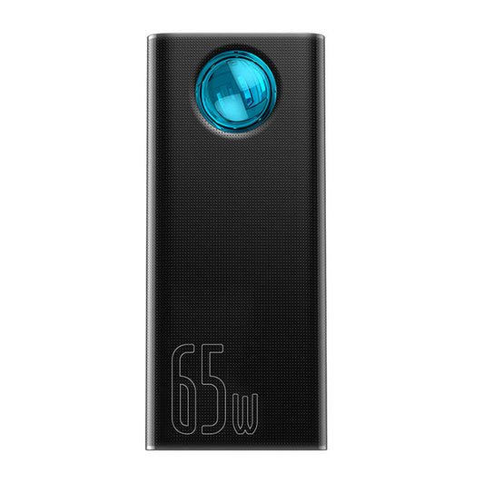Zewnętrzna bateria Baseus Amblight Digital Display, 30000mAh, 65W, QC + PD, 1 x USB-C - 4 x USB-A, Czarna PPLG000101