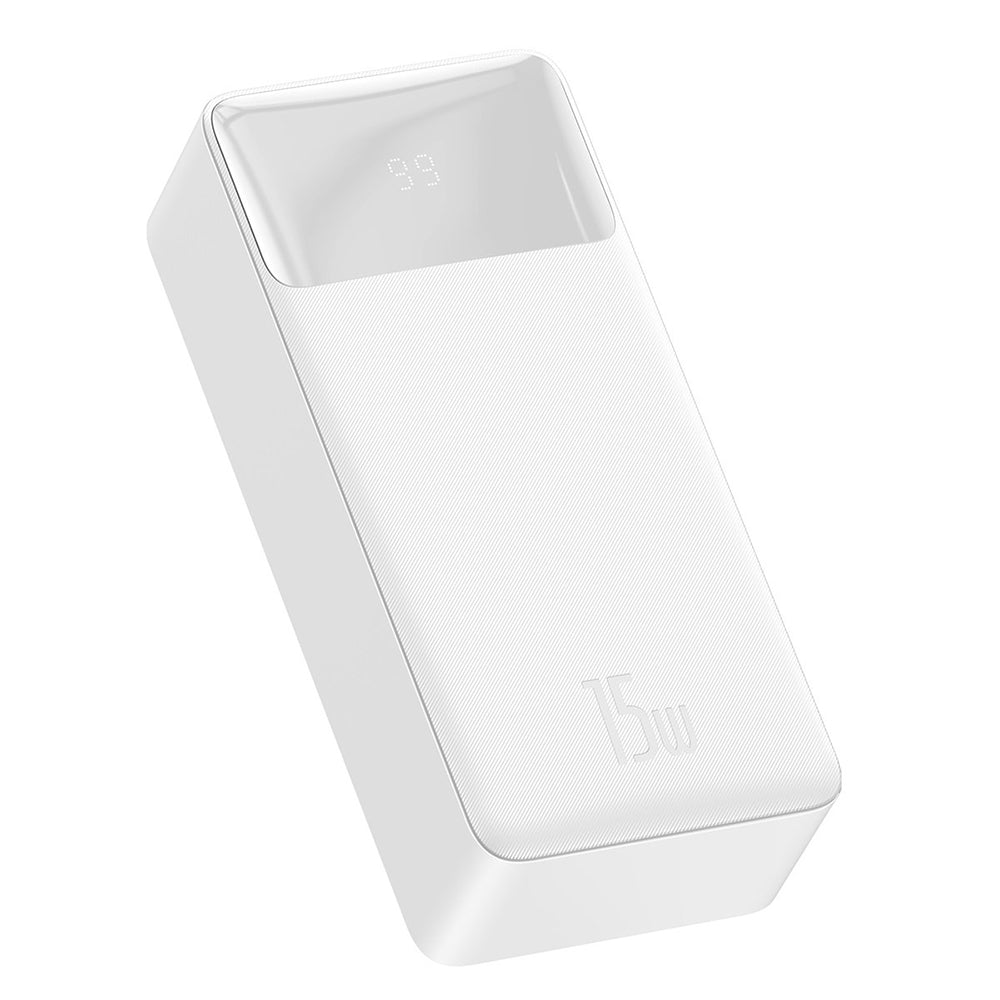 Zewnętrzna bateria Baseus Bipow, 30000mAh, 15W, 1 x USB-C - 2 x USB-A, Biała PPBD050202
