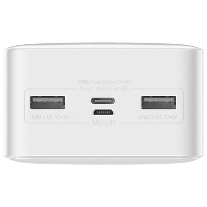 Zewnętrzna bateria Baseus Bipow, 30000mAh, 15W, 1 x USB-C - 2 x USB-A, Biała PPBD050202
