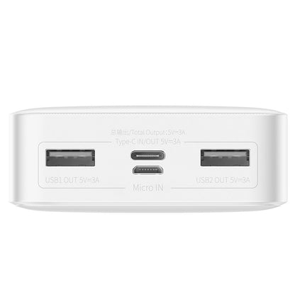 Bateria zewnętrzna Baseus Bipow, 20000 mAh, 15 W, 1 x USB-C - 2 x USB-A, biała PPBD050102 