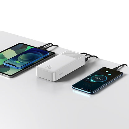 Zewnętrzna bateria Baseus Bipow, 30000mAh, 15W, 1 x USB-C - 2 x USB-A, Biała PPBD050202
