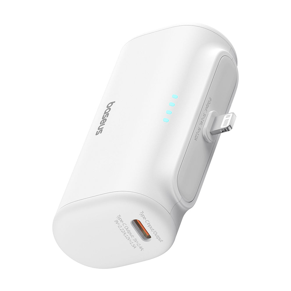 Zewnętrzna bateria Baseus Compact, 5000mAh, 20W, PD, 1 x Lightning - 1 x USB-C, Biała P10068307213-00