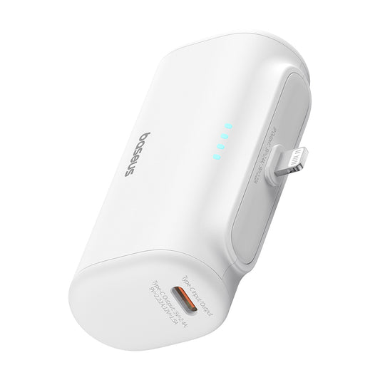 Zewnętrzna bateria Baseus Compact, 5000mAh, 20W, PD, 1 x Lightning - 1 x USB-C, Biała P10068307213-00