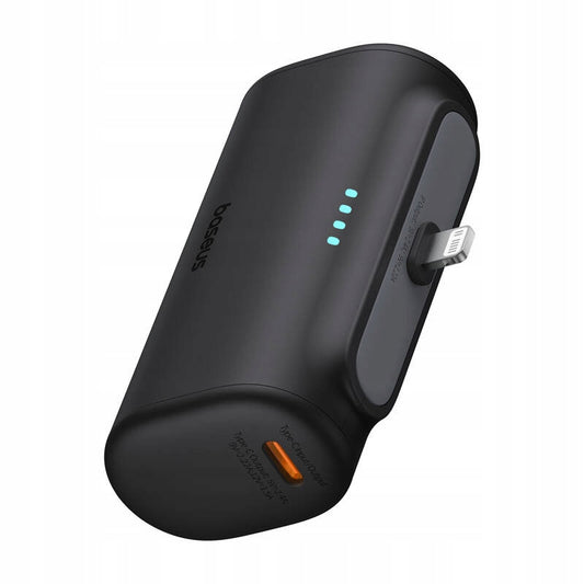 Zewnętrzna bateria Baseus Compact, 5000mAh, 20W, PD, 1 x Lightning - 1 x USB-C, Czarna P10068307113-00