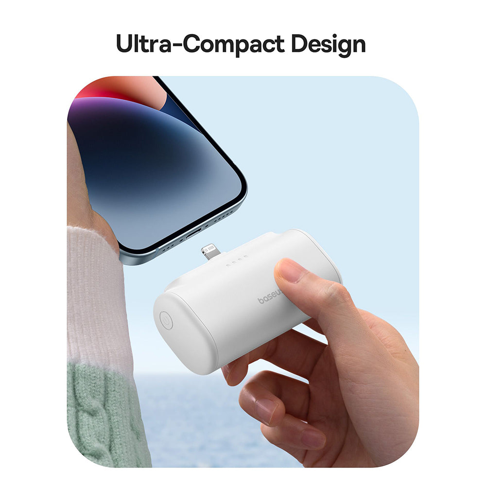 Zewnętrzna bateria Baseus Compact, 5000mAh, 20W, PD, 1 x Lightning - 1 x USB-C, Biała P10068307213-00