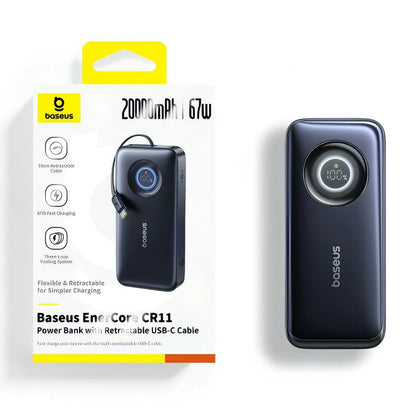 Baseus EnerCore CR11 External Battery, 20000mAh, 67W, PD, 2 x USB-C, Black E0027H00