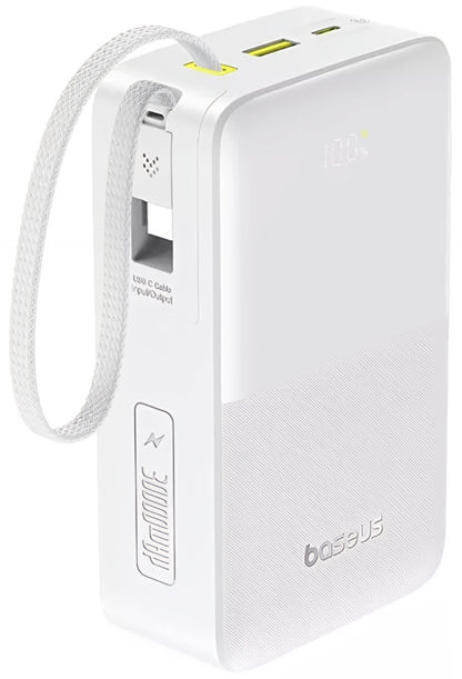 Baseus EnerFill Bipow2 Pro External Battery, 30000mAh, 22.5W, QC + PD, 1 x USB-A - 2 x USB-C, White E0028101