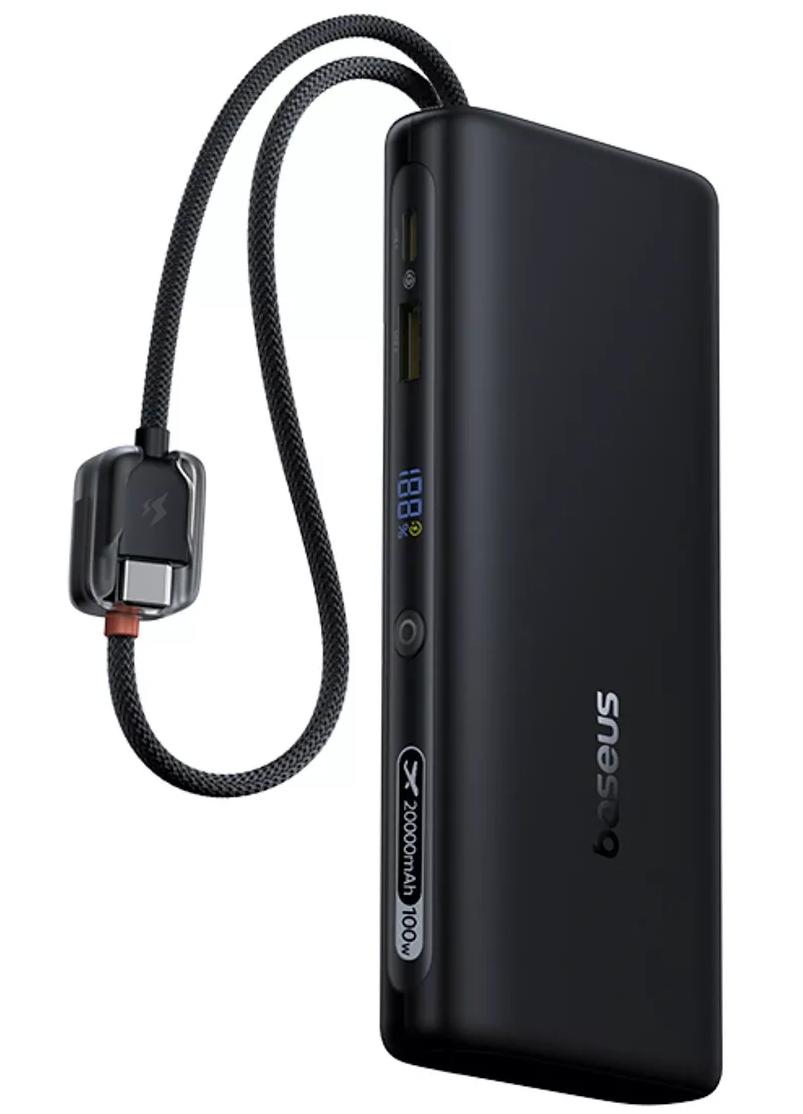 Zewnętrzna bateria Baseus EnerFill FC41, 20000mAh, 100W, QC + PD, 1 x USB-A - 3 x USB-C, Czarna E0028N03