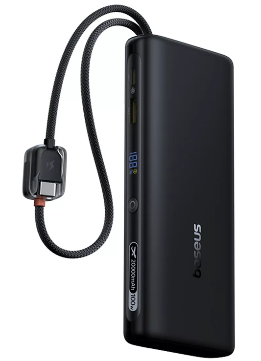 Zewnętrzna bateria Baseus EnerFill FC41, 20000mAh, 100W, QC + PD, 1 x USB-A - 3 x USB-C, Czarna E0028N03