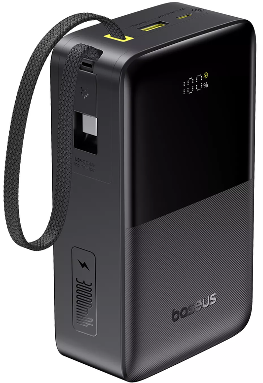 Zewnętrzna bateria Baseus EnerFill Bipow2 Pro, 30000mAh, 22.5W, QC + PD, 1 x USB-A - 2 x USB-C, Czarna E0028100