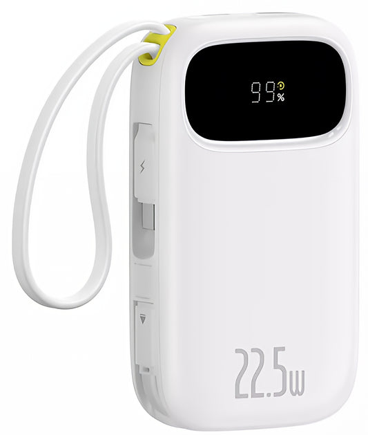 Powerbank Baseus EnerFill FC31, 10000mAh, 22.5W, QC + PD, 1 x Lightning - 1 x USB-A - 2 x USB-C, Biały P10082106213-00